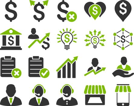 Trade business and bank service icon set. These flat bicolor icons use %icon_colors%. Images are isolated on a white background. Angles are rounded.