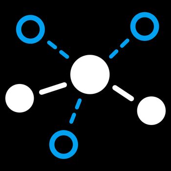 Structure icon. This flat vector symbol uses blue and white colors, rounded angles, and isolated on a black background.