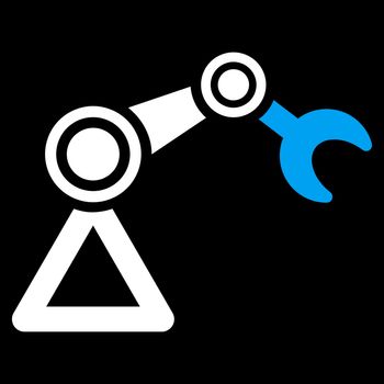 Manipulator icon. This flat vector symbol uses blue and white colors, rounded angles, and isolated on a black background.