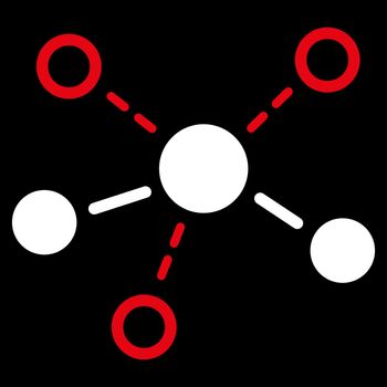 Structure icon. This flat vector symbol uses red and white colors, rounded angles, and isolated on a black background.