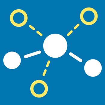 Structure icon. This flat vector symbol uses yellow and white colors, rounded angles, and isolated on a blue background.