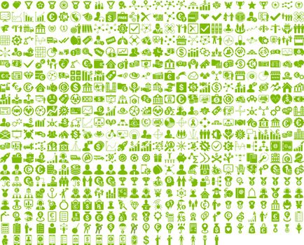 Application Toolbar Icons. 576 flat icons use eco green color. Vector images are isolated on a white background. 