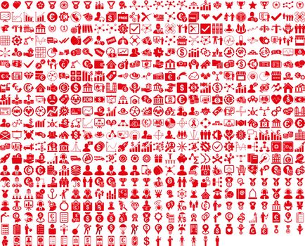 Application Toolbar Icons. 576 flat icons use red color. Vector images are isolated on a white background. 