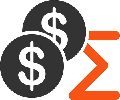 Summary icon from Business Bicolor Set. This flat vector symbol uses orange and gray colors, rounded angles, and isolated on a white background.