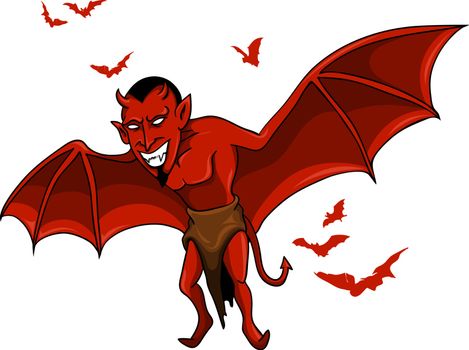 a flying red devil bat.