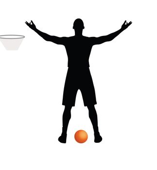 Vector Image - basketball player man silhouette isolated on white background