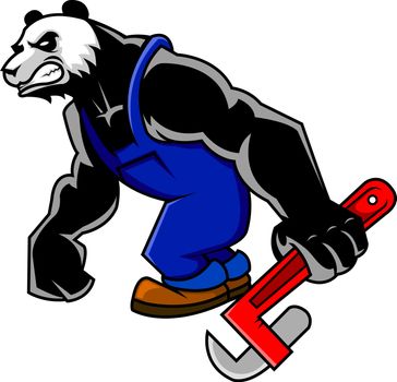vector illustration of panda mechanic