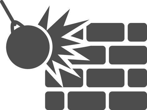 Destruction icon. Vector style is flat symbols, gray color, rounded angles, white background.