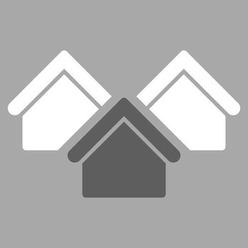 Real estate icon. Vector style is flat bicolor symbols, dark gray and white colors, rounded angles, gray background.