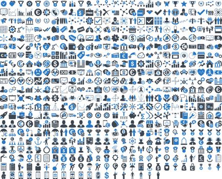 Application Toolbar Icons. 576 flat bicolor icons use smooth blue colors. Vector images are isolated on a white background. 