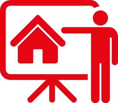 Realtor icon. Vector style is flat symbol, red color, rounded angles, white background.