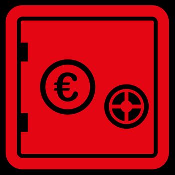 Safe  icon. Vector style is flat, red symbol, rounded angles, black background.