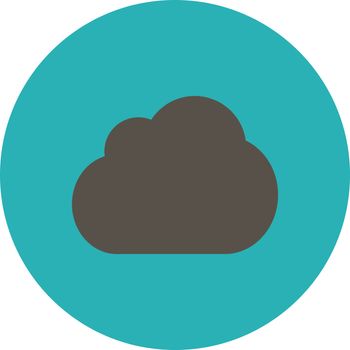 Cloud icon. This round flat button is drawn with grey and cyan colors on a white background.
