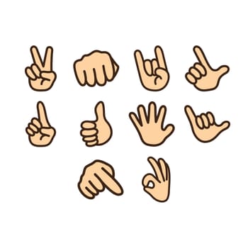 A collection of hand gesture icon