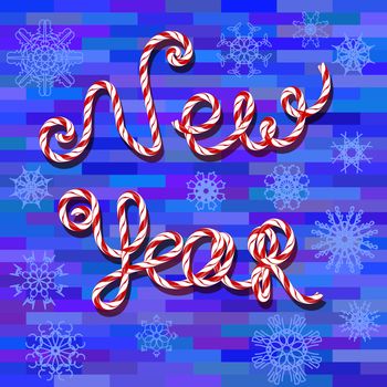 New Year Text on Blue Brick Background