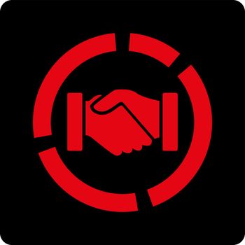 Acquisition diagram icon. Vector style is intensive red and black colors, flat rounded square button on a white background.