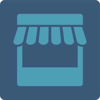 Store icon. Vector style is cyan and blue colors, flat rounded square button on a white background.