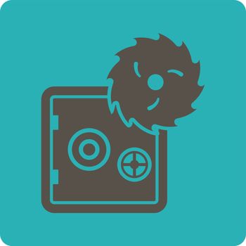 Hacking theft icon. Vector style is grey and cyan colors, flat rounded square button on a white background.