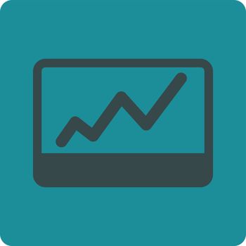 Stock Market icon. This flat rounded square button uses soft blue colors and isolated on a white background.