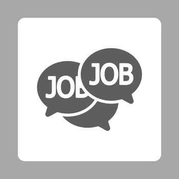 Labor Market icon. This flat rounded square button uses dark gray and white colors and isolated on a silver background.