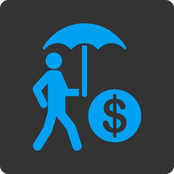 Financial insurance icon. Vector style is white and gray colors, flat rounded square button on a white background.