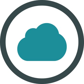 Cloud vector icon. This rounded flat symbol is drawn with soft blue colors on a white background.