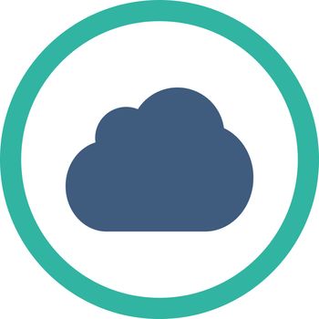 Cloud vector icon. This rounded flat symbol is drawn with cobalt and cyan colors on a white background.