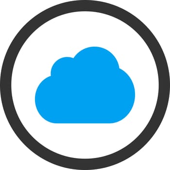 Cloud vector icon. This rounded flat symbol is drawn with blue and gray colors on a white background.