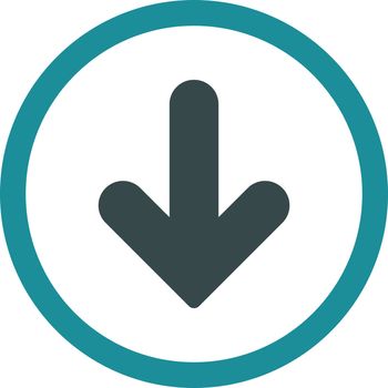 Arrow Down vector icon. This rounded flat symbol is drawn with soft blue colors on a white background.