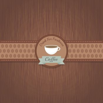 classic coffee label on wood pattern