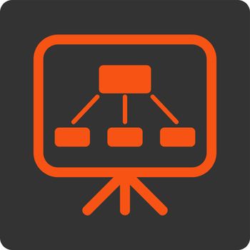 Scheme Screen vector icon. This flat rounded square button uses orange and gray colors and isolated on a white background.