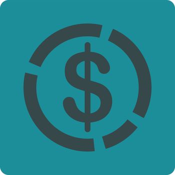 Dollar Diagram vector icon. This flat rounded square button uses soft blue colors and isolated on a white background.