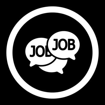 Labor Market vector icon. This flat rounded symbol uses white color and isolated on a black background.