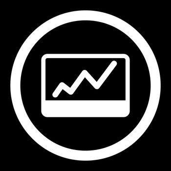 Stock Market vector icon. This flat rounded symbol uses white color and isolated on a black background.