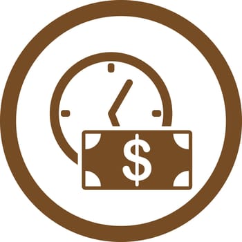 Credit vector icon. This flat rounded symbol uses brown color and isolated on a white background.