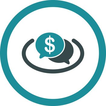 Financial Network vector icon. This flat rounded symbol uses soft blue colors and isolated on a white background.