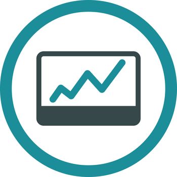 Stock Market vector icon. This flat rounded symbol uses soft blue colors and isolated on a white background.