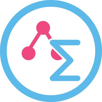 Analysis vector icon. This flat rounded symbol uses pink and blue colors and isolated on a white background.