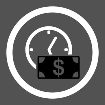 Credit vector icon. This flat rounded symbol uses black and white colors and isolated on a gray background.