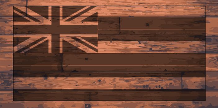 Hawaii State Flag branded onto wooden planks