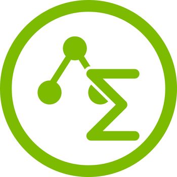 Analysis vector icon. This flat rounded symbol uses eco green color and isolated on a white background.