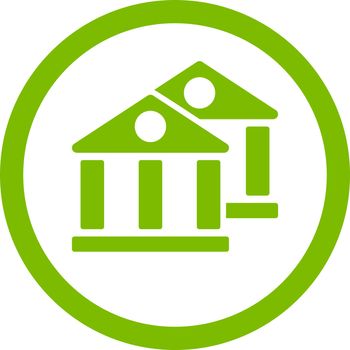 Banks vector icon. This flat rounded symbol uses eco green color and isolated on a white background.