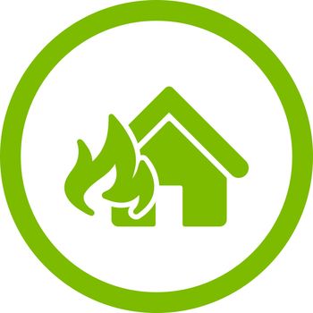 Fire Damage vector icon. This flat rounded symbol uses eco green color and isolated on a white background.