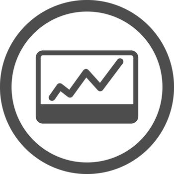 Stock Market vector icon. This flat rounded symbol uses gray color and isolated on a white background.