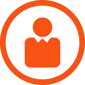 Client vector icon. This flat rounded symbol uses orange color and isolated on a white background.