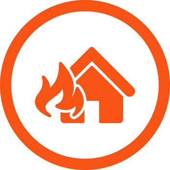 Fire Damage vector icon. This flat rounded symbol uses orange color and isolated on a white background.
