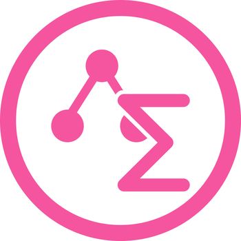 Analysis vector icon. This flat rounded symbol uses pink color and isolated on a white background.