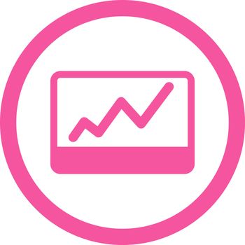 Stock Market vector icon. This flat rounded symbol uses pink color and isolated on a white background.