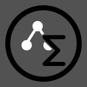 Analysis vector icon. This flat rounded symbol uses black and white colors and isolated on a gray background.