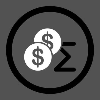 Summary vector icon. This flat rounded symbol uses black and white colors and isolated on a gray background.
